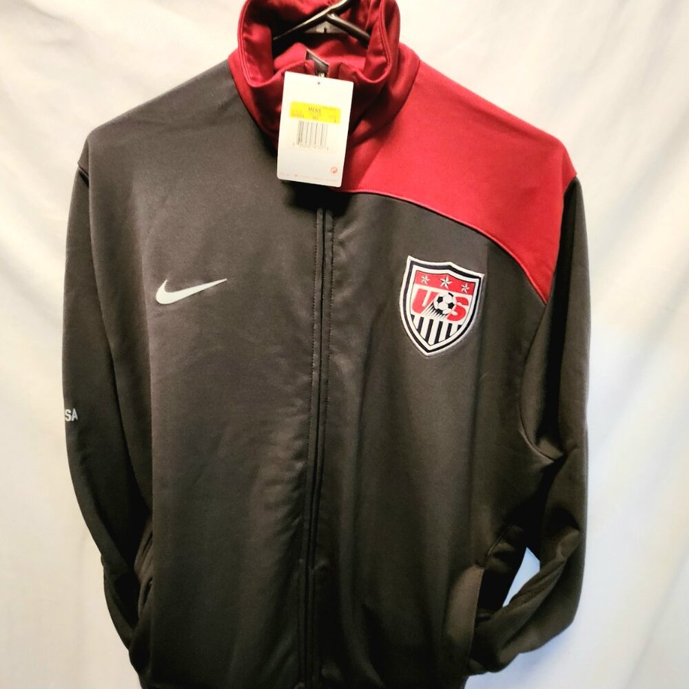 NWT Men Soccer Jacket USA Athletic track S L XL Grey/Red Navy